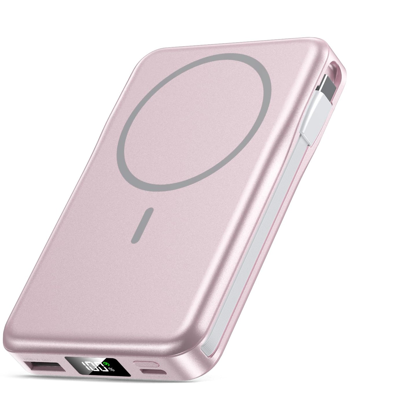 Magnetic Portable Charger, 10000mAh Power Bank, 5 in 1 Portable Charger with Built in Cable, 20W Fast Charging for Magsafe Battery Pack Compatible with iPhone 17/16/15/14/13/12 Pro/Pro Max Series