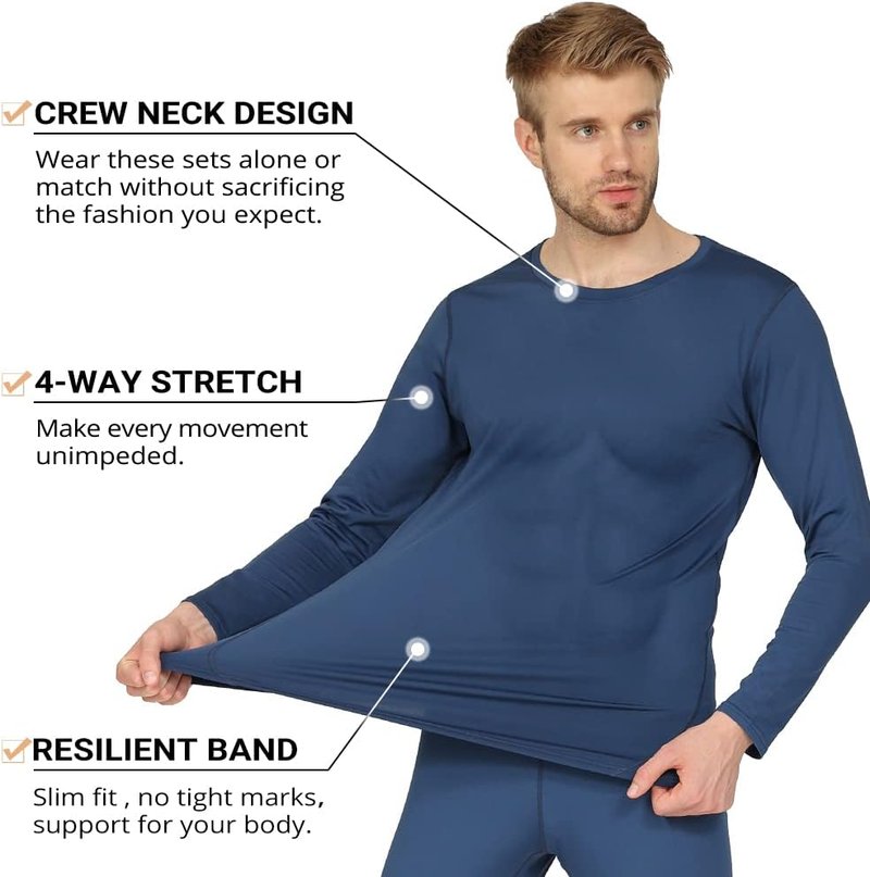 Long Johns Thermal Underwear for Men - Fleece Lined Base Layer Set for Skiing & Winter Activities | Warm & Comfortable