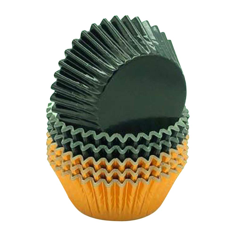 Huaswan Black Orange Foil Cupcake Liners Standard Baking Cups for Halloween Party and More, 120-Count