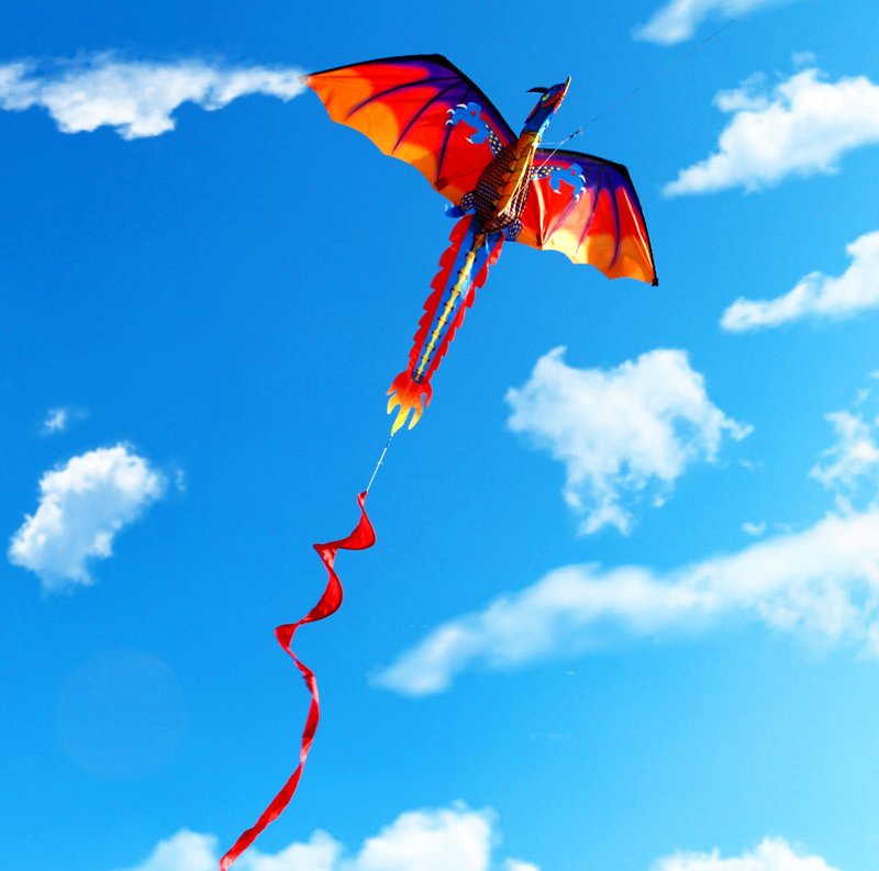 HENGDA KITE-Upgrade Classical Dragon Kite Stereoscopic Dragon Kites for Kids & Adults Easy to Fly for Beginner Easter 63inch Single Line with Tail