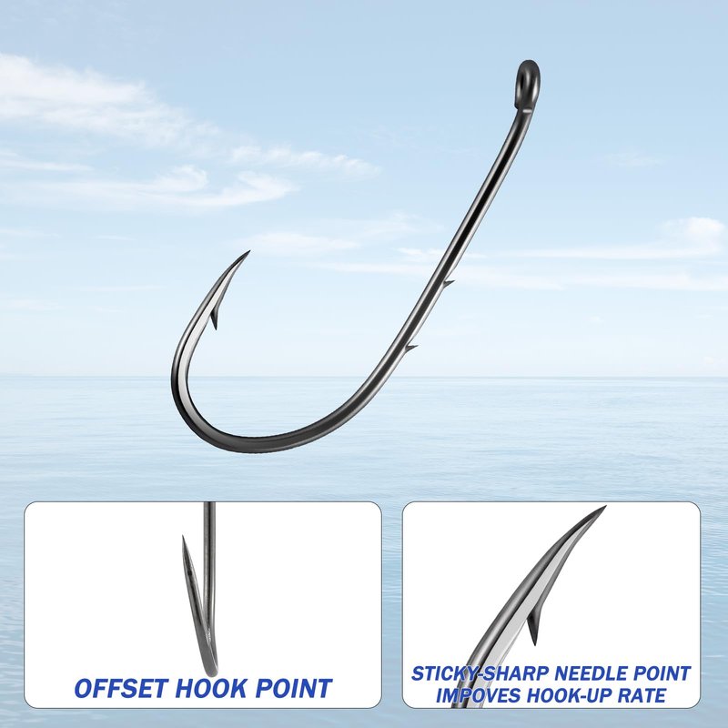 Dr.Fish 100 Pack Baitholder Hooks Freshwater Fishing Hooks, Down Eye, Offset, Walleye/Trout/Crappie/Panfish/Bluegill Saltwater Fishing #10