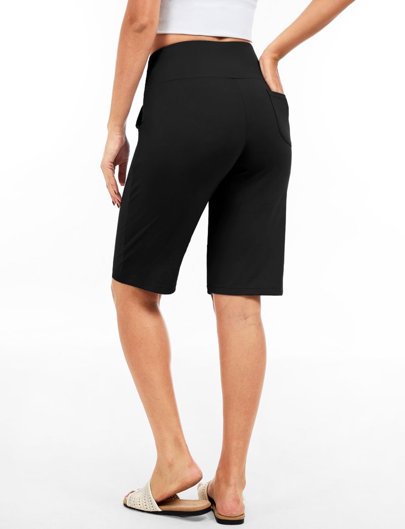 Blouty Women's 12" Bermuda Long Shorts Knee Length with Pockets High Waisted Stretch Shorts for Women Summer Walking
