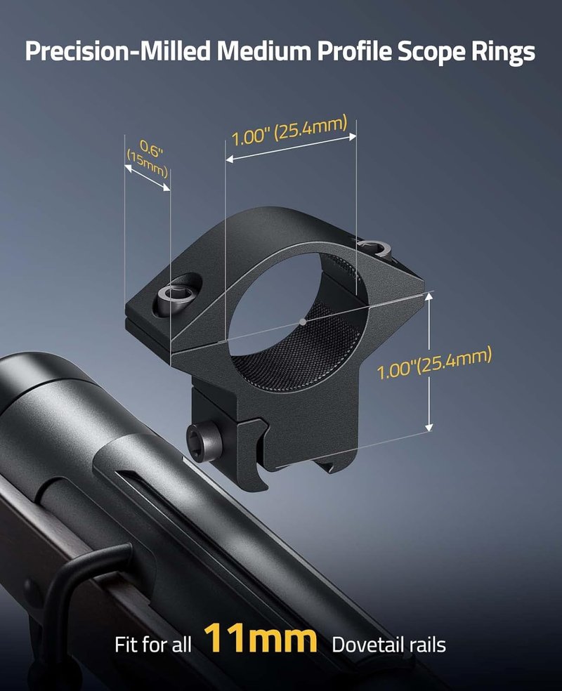 CVLIFE 1 Inch Scope Rings - Durable Scope Mount for Dovetail & Picatinny Rails | 2-Pack