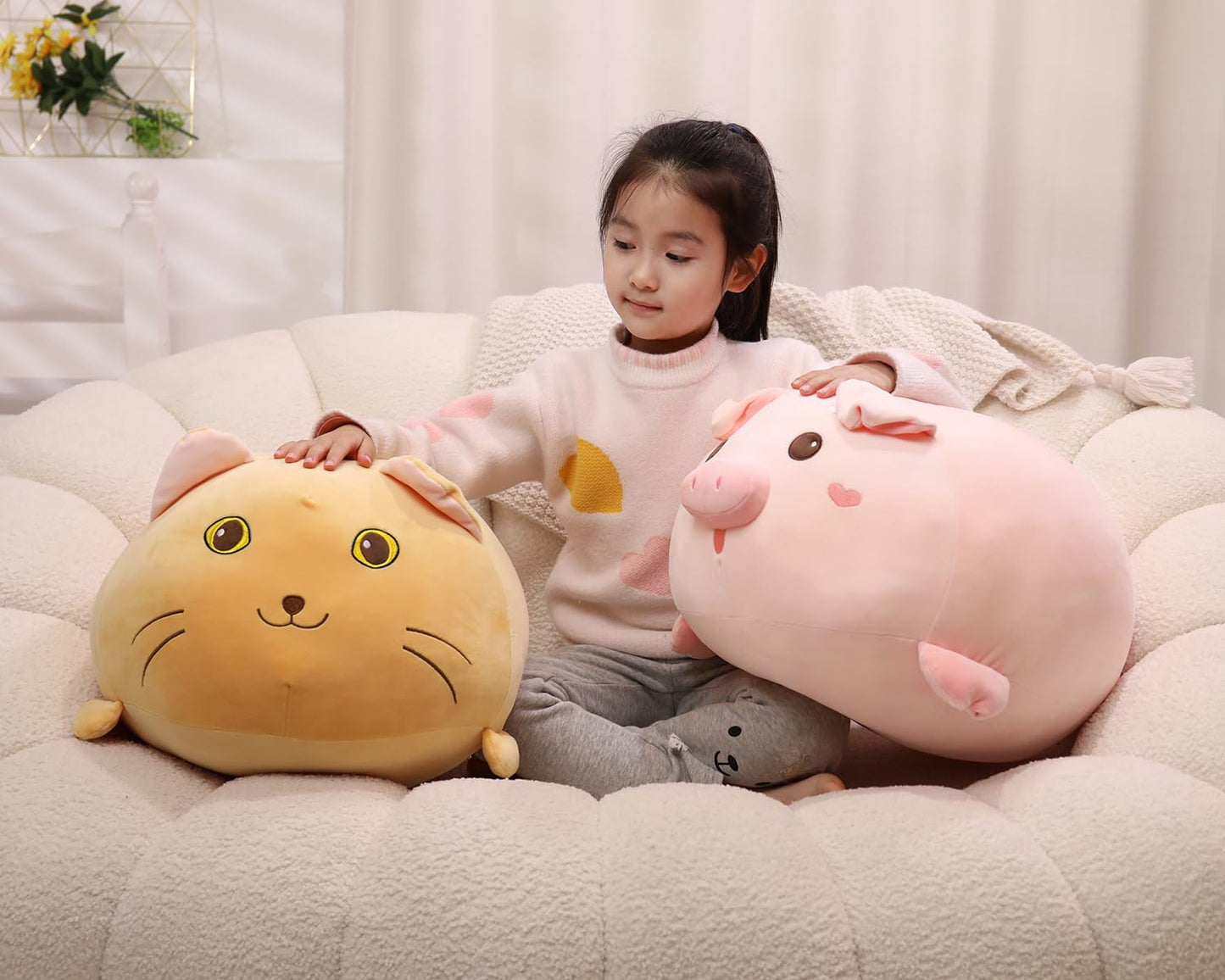 YESGIRL 20.5 inch Super Soft Pig Plush Pillow, Adorable Stuffed Animal Toy, Chubby Kawaii Pig Plushie for Boys Girls, Cute Room Decor Fat Animals Pillow, Kids Gifts for Birthday,Valentine,Christmas