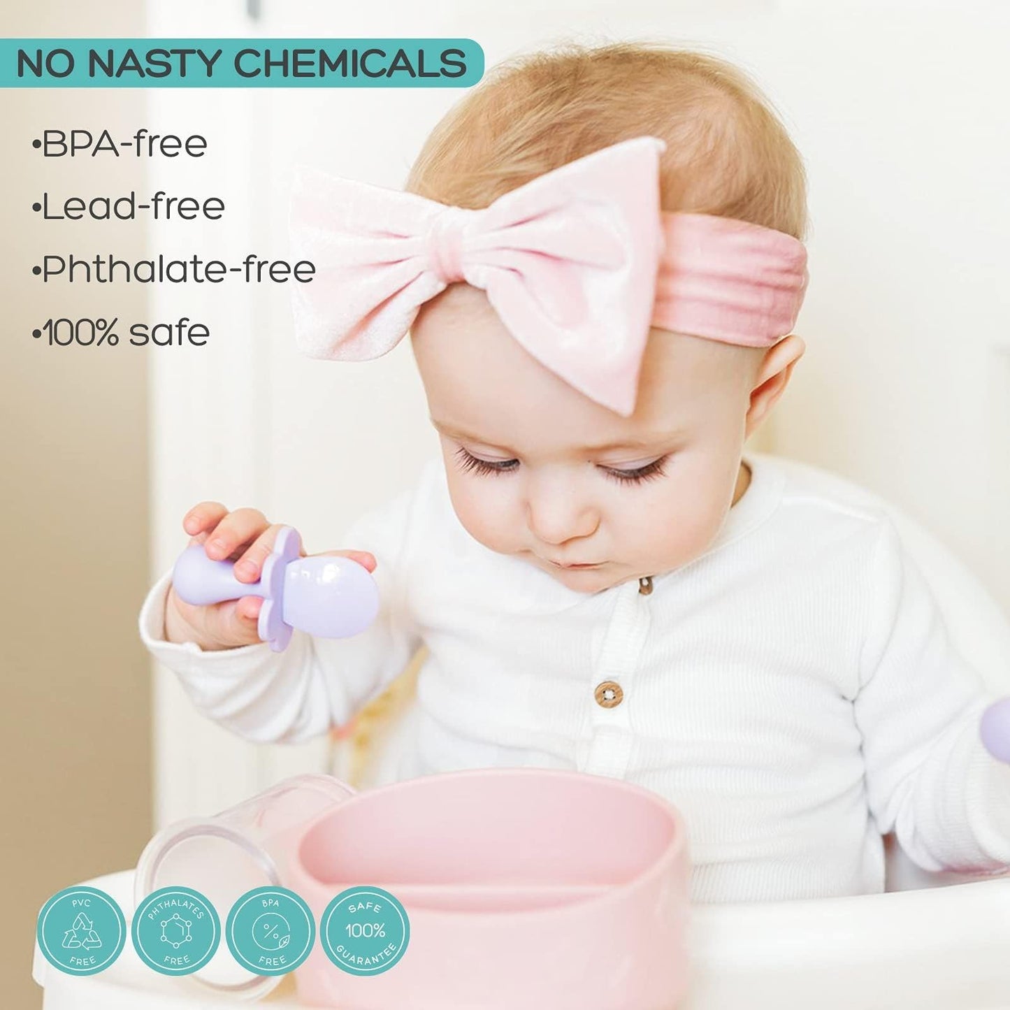 Grabease Baby & Toddler Spoons - Silverware, Utensils, BPA-Free & Phthalate-Free - 1 Set, Mint Baby Spoons - Toddler Utensils 1 Year Old