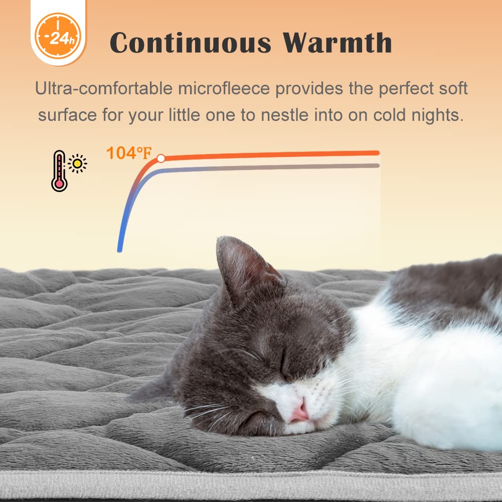 ULIGOTA Self Heating Pet Pad for Cats and Dogs No Electric Self-Warming Thermal Mat for Pet Bed/Crate - 70x48cm