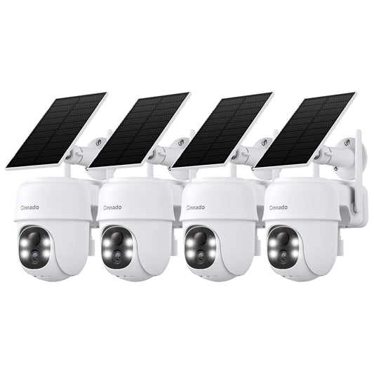 2K Cameras for Home Security-2.4G WiFi Outdoor Camera Wireless Solar/Battery Powered with solar panel, 360° Viewing, AI Human Detection, Color Night Vision, with SD Storage, Works with Alexa(2 Pack)