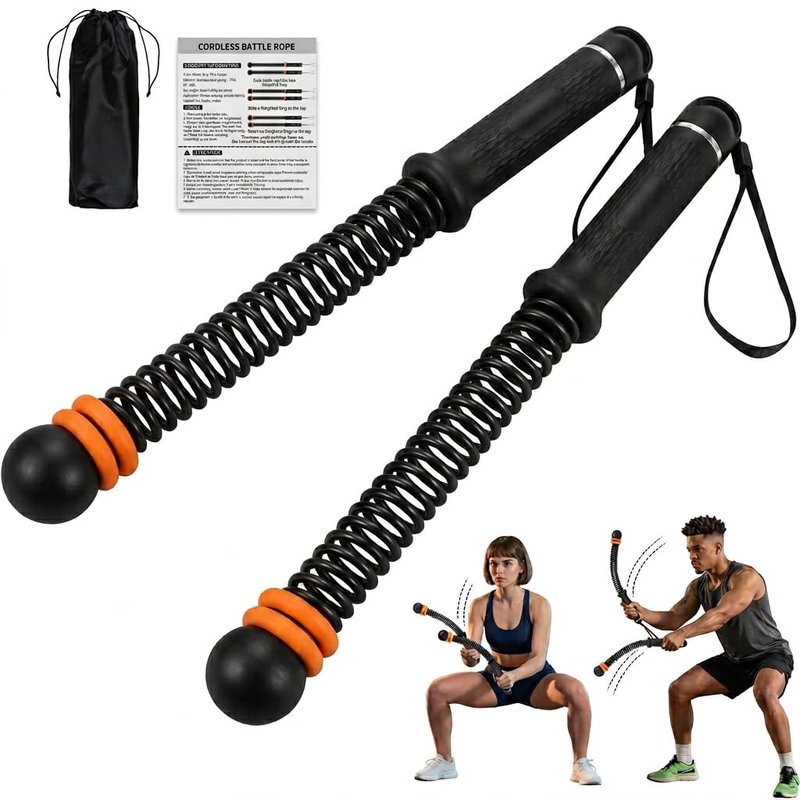 Portable Ropeless Battle Ropes, Weight-Adjustable Battle Ropes for Home Gym with Storage Bag, Low-Noise Battle Rope with Non-slip Handle, Cordless BattleRopes for Hiit & Low-Impact Cardio Training