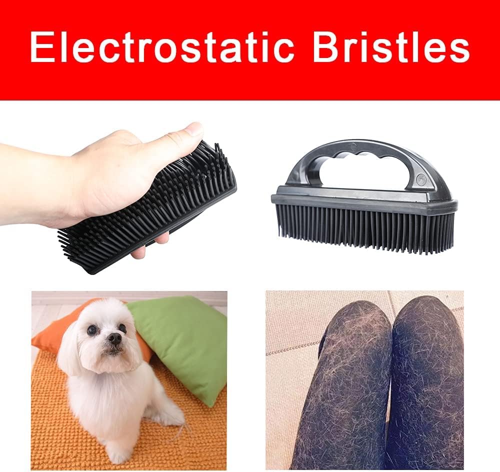 Godiyyer Rubber Pet Hair Removal Brush Lint & Hair Removal Cat Dog Hair Remover Brush Pet Hair Removal Tool Silicone Lint and Debris Remover for Cleaning,Grooming,Lint and Fur Removal,Home (Red&Black)
