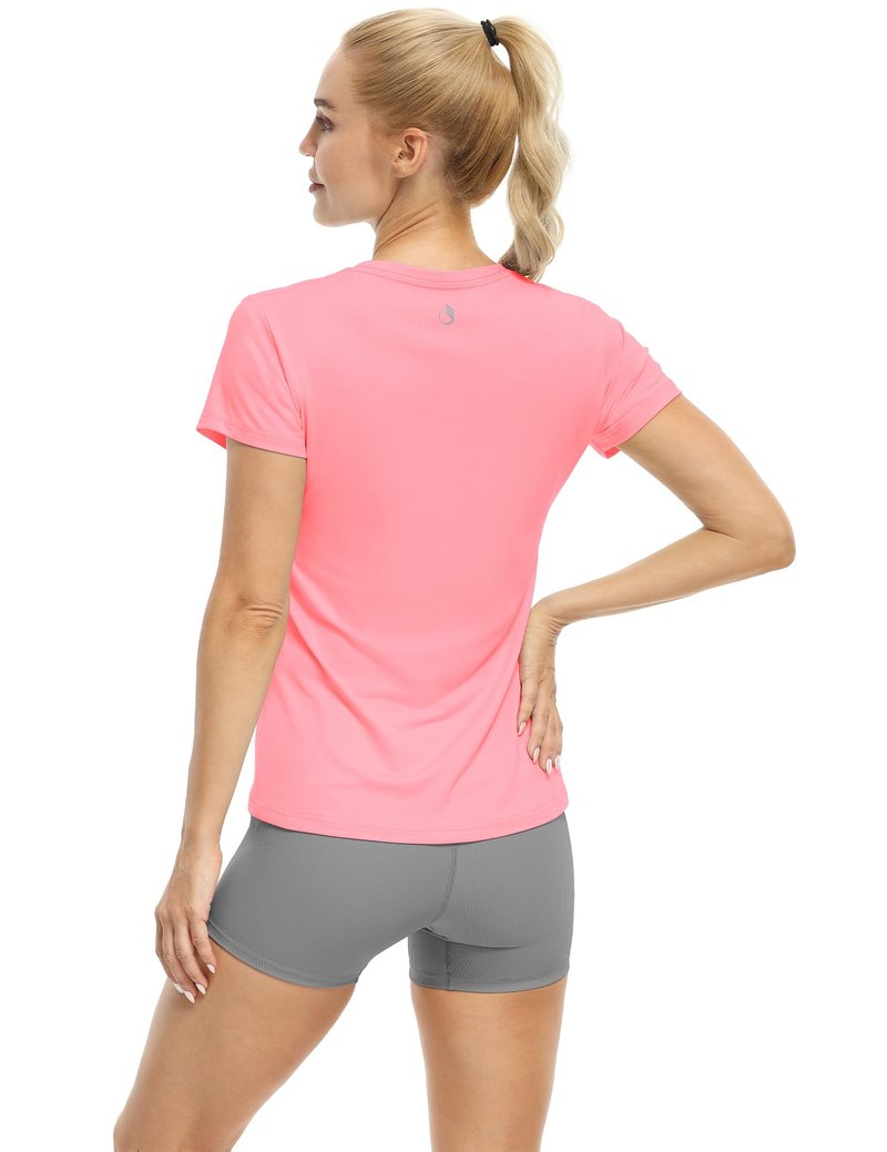 icyzone Workout Shirts Yoga Tops Activewear V-Neck T-Shirts for Women Running Fitness Sports Short Sleeve Tees (Solid Black/Pale Pink/Dark Green, XXL)