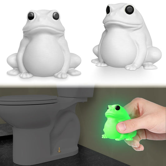 boeemi Frog Toilet Bolt Covers Decorative Glow in The Dark- 2PCs Toilet Screw Caps Luminous Green PLA Cute Bathroom Decor Accessories Push-on Install