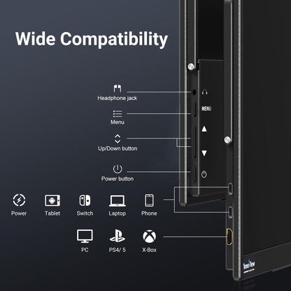 InnoView Portable Monitor 18.5 inch 100HZ 120% sRGB, 1080P FHD IPS Large Portable Monitors for Laptop USB C HDMI HDR Travel Monitor with Kickstand Mac PC Xbox PS4/5 Switch