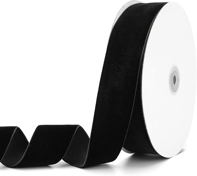Black Velvet Ribbon 1-1/2" x 20Yd,Great for Gift Wrapping,Hair Bows Making, Wreaths,Wedding and Christmas Party Decoration(Black 1-1/2")