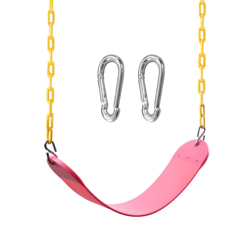 TURFEE Swings for Outdoor Swing Set -SwingSeat Replacement Kits with Heavy Duty Chains - Backyard Swingset Playground Accessories for Kids (Pink)