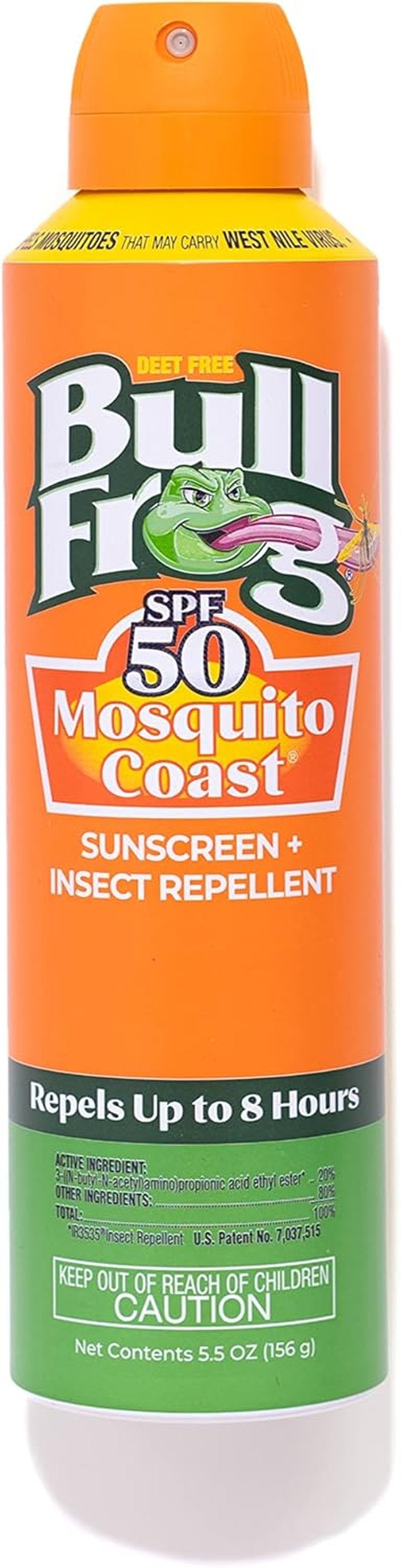 Bullfrog Mosquito Coast Bug Spray | Insect Repellent & Sunscreen SPF 50 - 5.5oz Continuous Spray