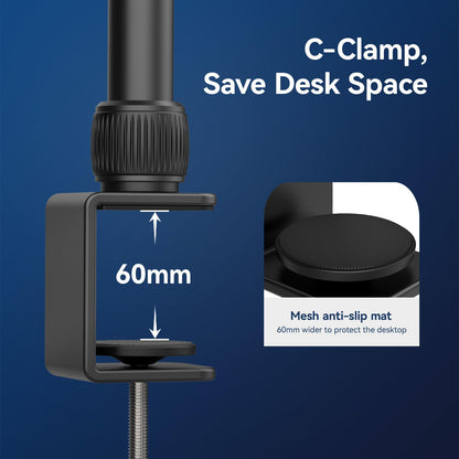 Desk Key Light for Zoom Video - ULANZI K7 Pro Key Lighting Dimmable 3200K-5600K I 15W I CRI 95+ I Edge Emitting I Desk Clamp I 360° Degree Ball Head I Extendable Pole for Streaming Conference