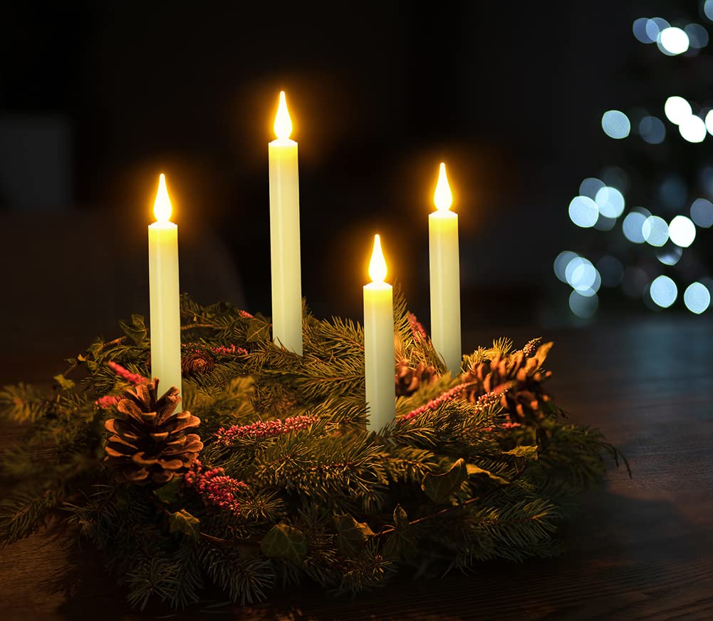Strg Halloween Flameless Candles with Remote Timer, Christmas Window Taper Candles with Suction Cup and Magnetic Base Battery Operated Candle Sticks for Christmas Halloween Decorations (9 Pack)