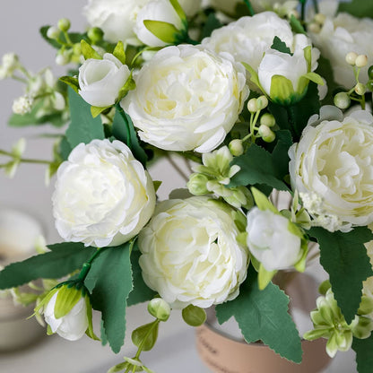 Floweroyal 4 Bunches Peony Artificial Flowers White Flowers Silk Peonies Bouquets for Wedding Party Table Centerpieces Floral Arrangement Home Kitchen Decor
