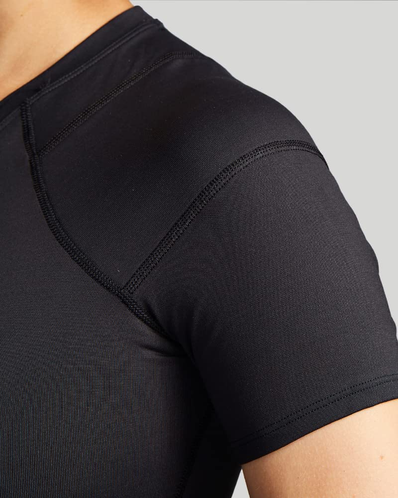 Tommie Copper Shoulder Support Shirt for Women, Posture Corrector Compression Shirt with UPF 50 Sun Protection, Women's Compression Shirt, Shoulder Compression, Shoulder Support for Women, Black XXL
