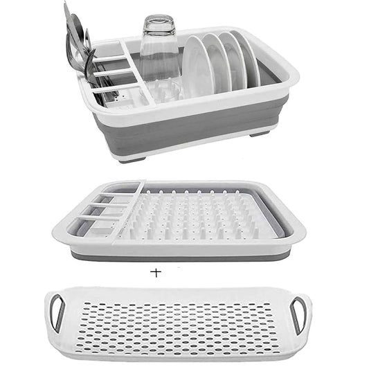 camper must haves dish drying rack Collapsible Dish Drying Rack Portable Dinnerware Drainer Organizer for Kitchen RV Campers Travel Trailers Space Saving Kitchen Storage Rack Tray (with Drainboard)