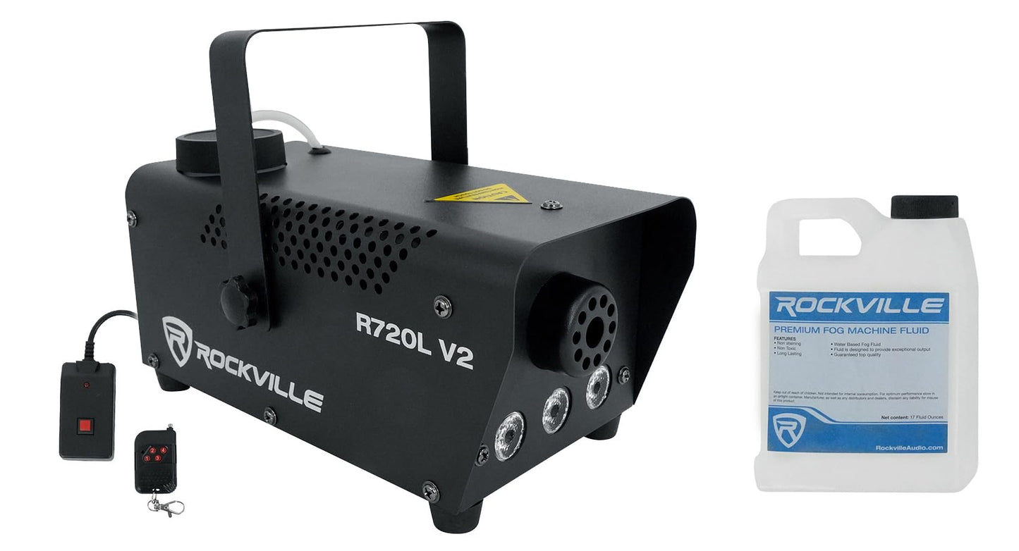 Rockville Fog/Smoke Machine w/Remote+Fluid+Multi Color LED Built in (R720L)