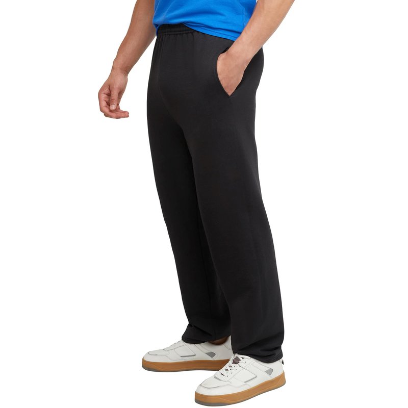 Hanes Men's EcoSmart Open Leg Pant with Pockets, black, 2X
