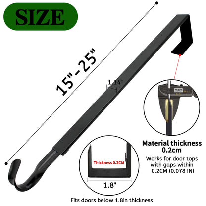 GP Life Wreath Hanger for Front Door, Adjustable from 15 to 25 Inches Hanger, 20 lbs Larger Door Upgrade Christmas Fall Wreaths Decorations Hook (Black)