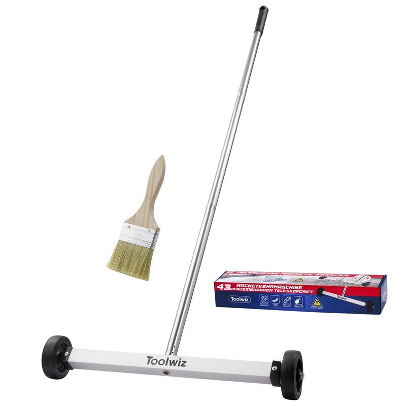 Toolwiz Magnetic Pick Up Sweeper 17-inch Heavy Duty Magnet Pickup Lawn Sweeper Roofing Tools, 8.8 Lbs Yard Tools with Smooth Wheels to Clean Nails for Construction