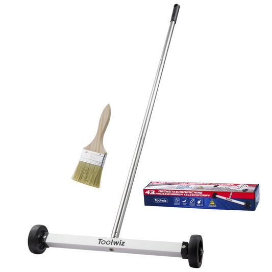Toolwiz Magnetic Pick Up Sweeper 17-inch Heavy Duty Magnet Pickup Lawn Sweeper Roofing Tools, 8.8 Lbs Yard Tools with Smooth Wheels to Clean Nails for Construction