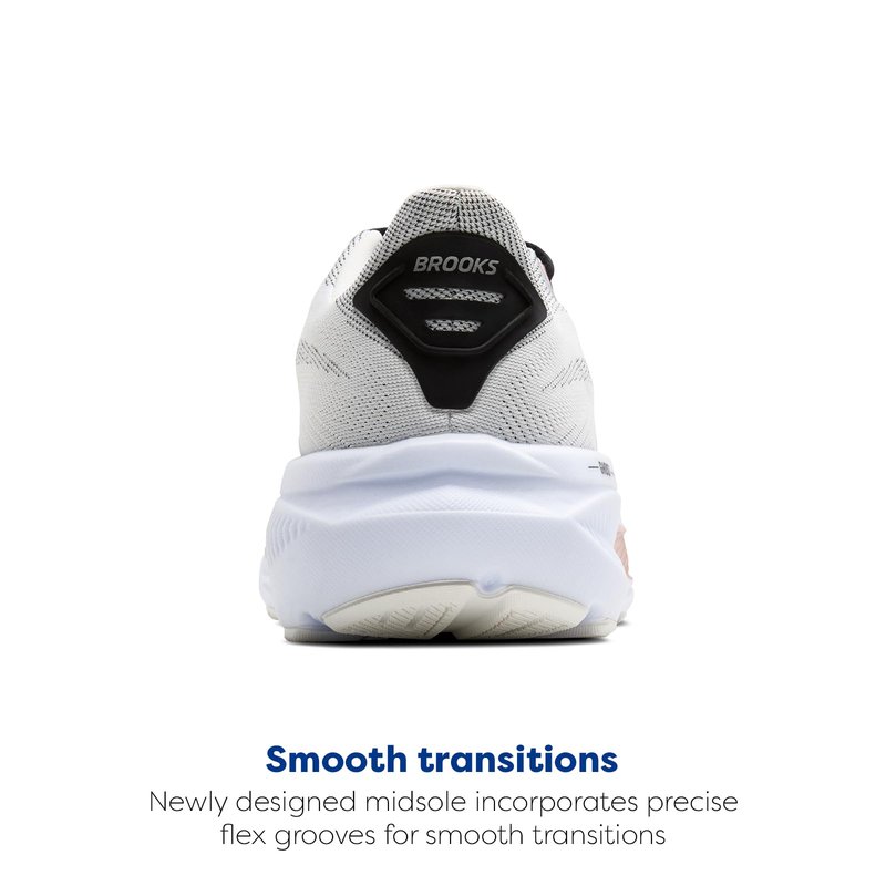 Brooks Women’s Ghost 17 Neutral Running Shoe - White/Black/Rose Gold - 13 Wide