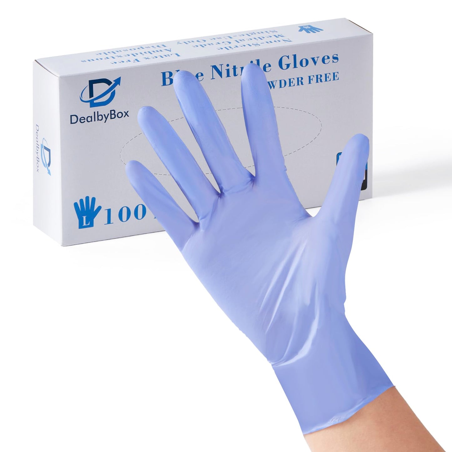 DealbyBox 500 Pack Disposable Gloves, Powder-Free, Latex-Free, Nitrile Gloves for Cooking, Food Prep, Household Cleaning (Blue, Large)