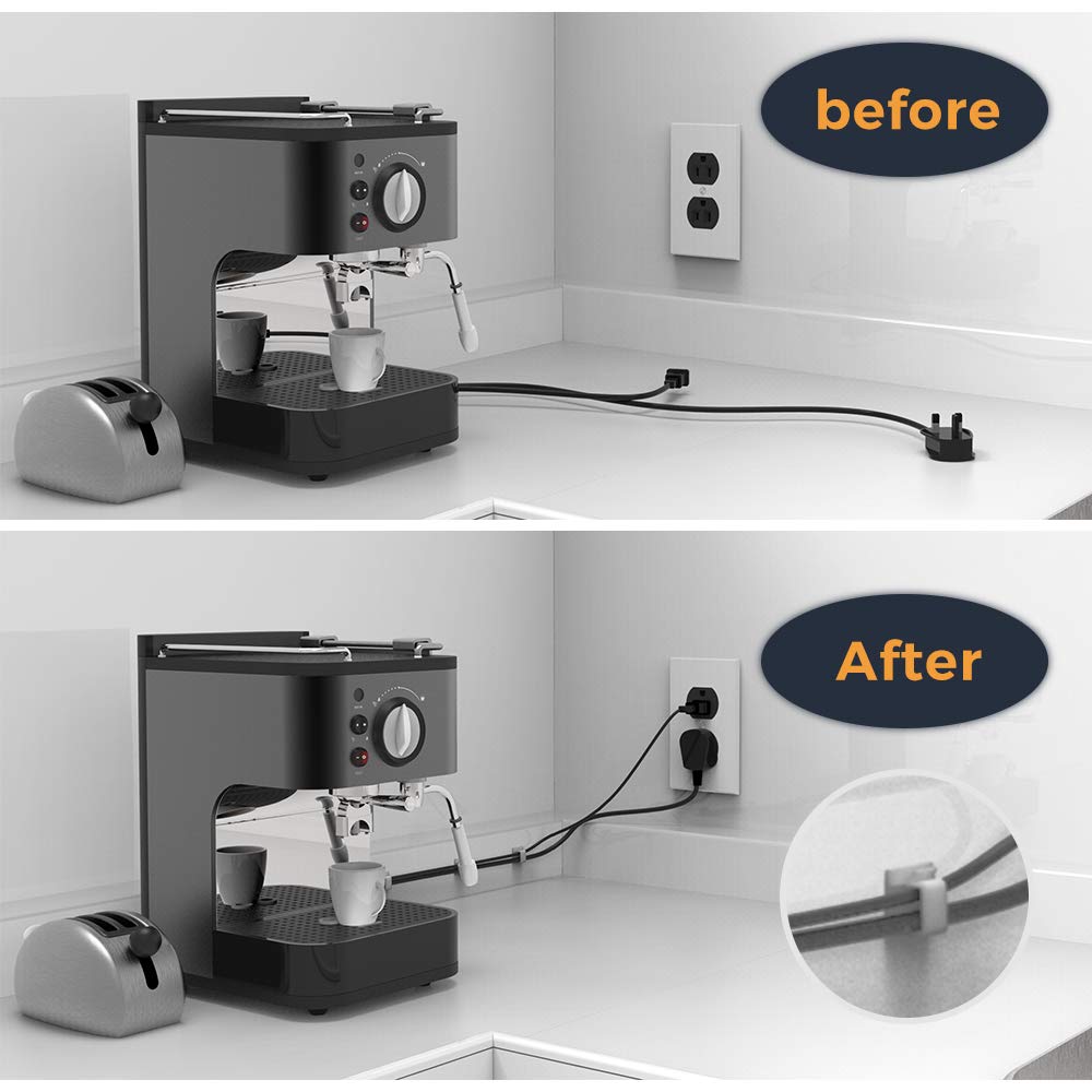 Cable Clips with Strong Self-Adhesive, XIAOXI R Shape Cable Management TV PC Wire Holder Sticky Tidy and Organizer Cord and Wires - 40 Pcs (White)