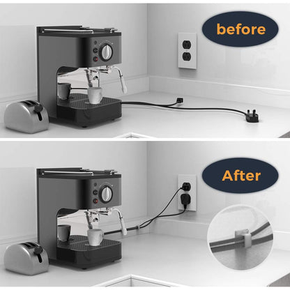 Cable Clips with Strong Self-Adhesive, XIAOXI R Shape Cable Management TV PC Wire Holder Sticky Tidy and Organizer Cord and Wires - 40 Pcs (White)