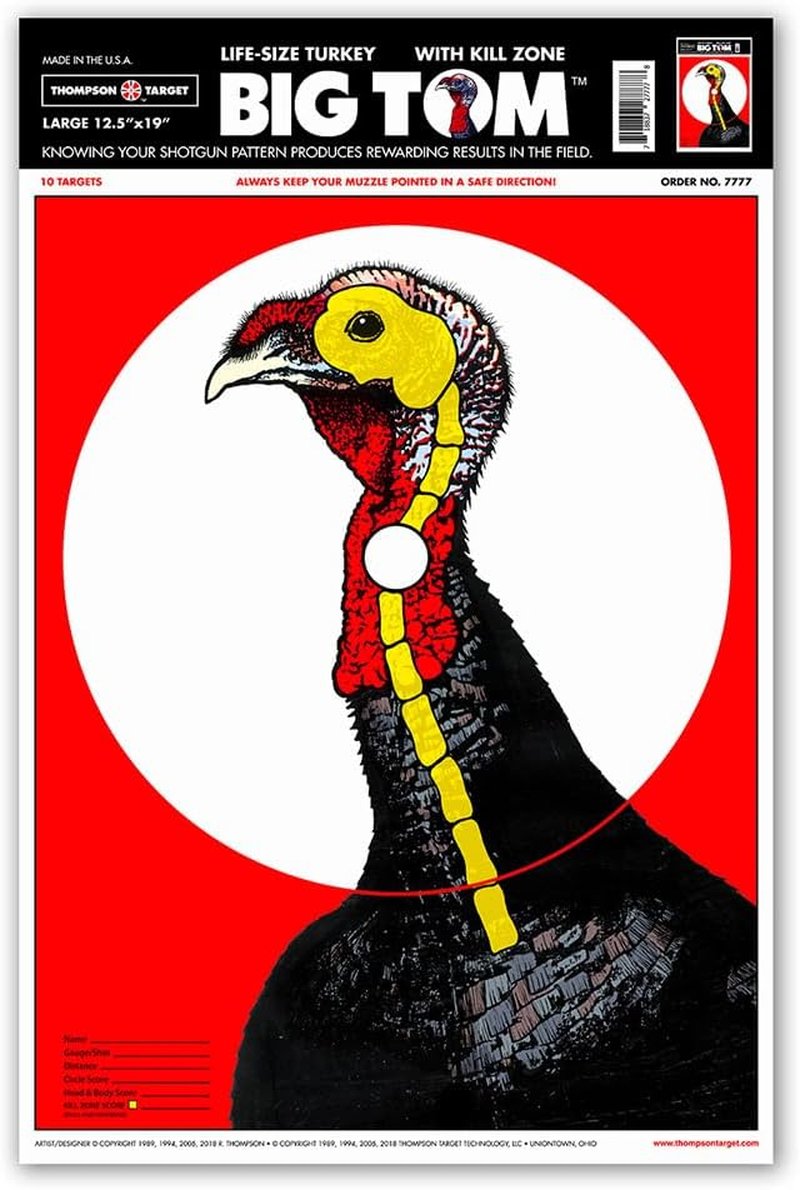 Life-Size Turkey Shooting Target - Ultra Bright Realistic Design, 12.5x19 Inch for Shotgun & Bow Practice