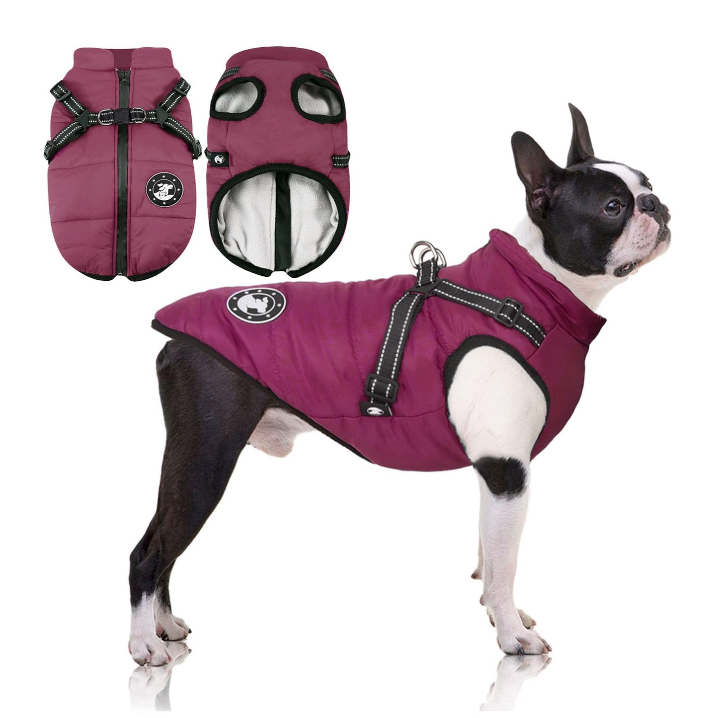 Warm Cozy Dog Coat Jacket with Harness - Waterproof Upgrade for Winter Cold Weather - Small to Large Dogs