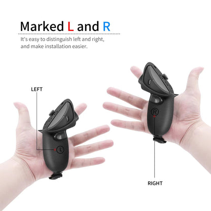 Globular Cluster Silicone Grips for Meta Quest Pro Controllers - Come with PU Leather Cushion Pad - More Comfortable (Black)