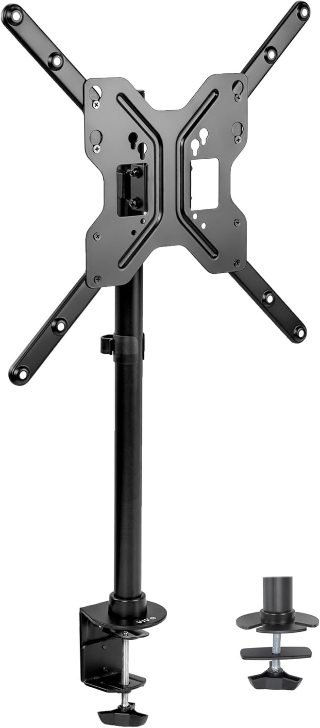 VIVO Ultra Wide TV Desk Mount for up to 55 inch Screens Weighing 66 lbs, Full Motion Height Adjustable Single Television Stand, Black, STAND-V155C