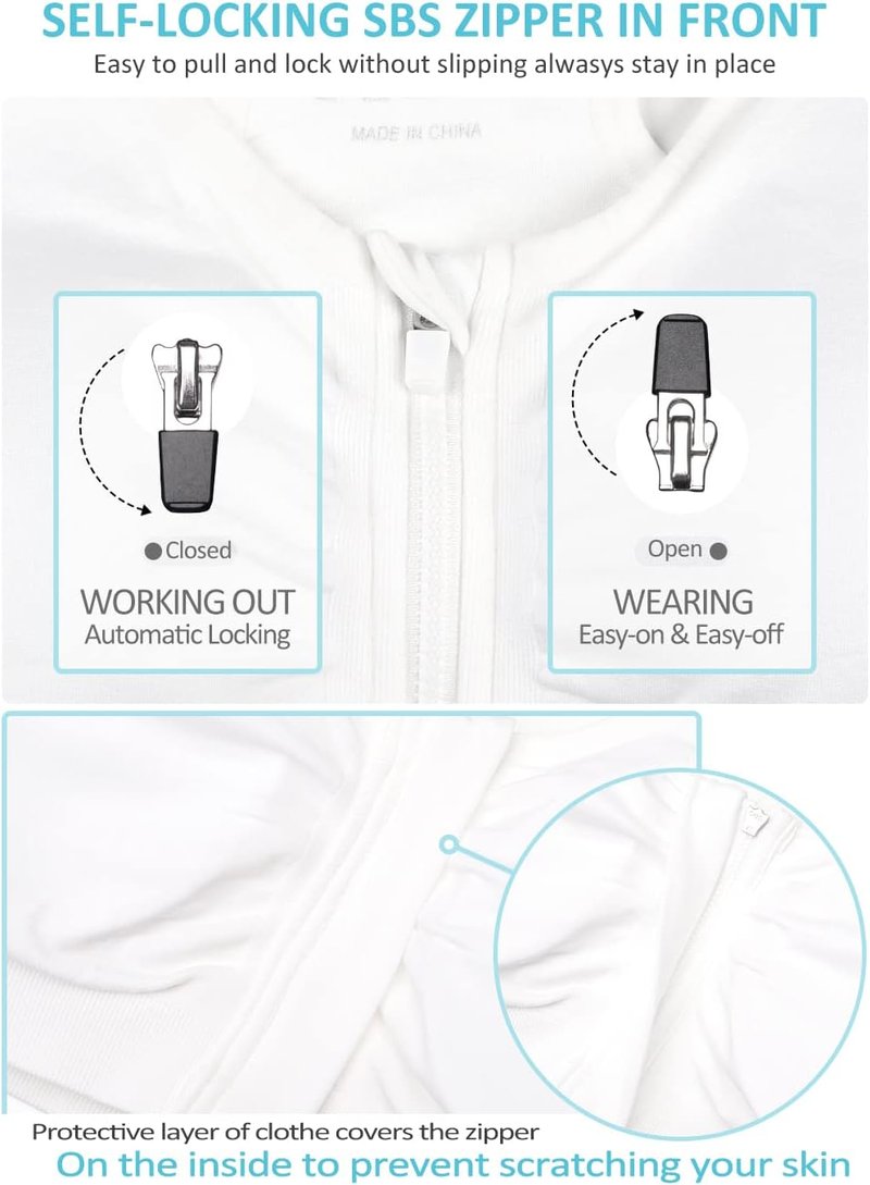 Wireless Women's Zip Front Sports Bra - Post-Surgery Activewear | Comfortable Yoga Fit