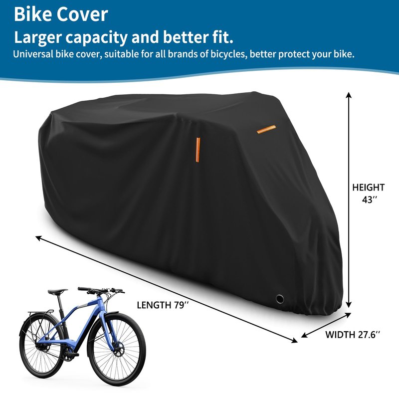 AKEfit Bike Cover, Waterproof Outdoor Bicycle Cover Rain UV Snow Proof with Anti-theft Lock Hole Outside Bike Storage Covers for Mountain Road Electric City Bike-L for 1 Bike