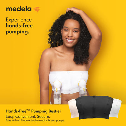 Medela Hands Free Pumping Bustier, Easy Expressing Pumping Bra with Adaptive Stretch and Easy Milk Flow White