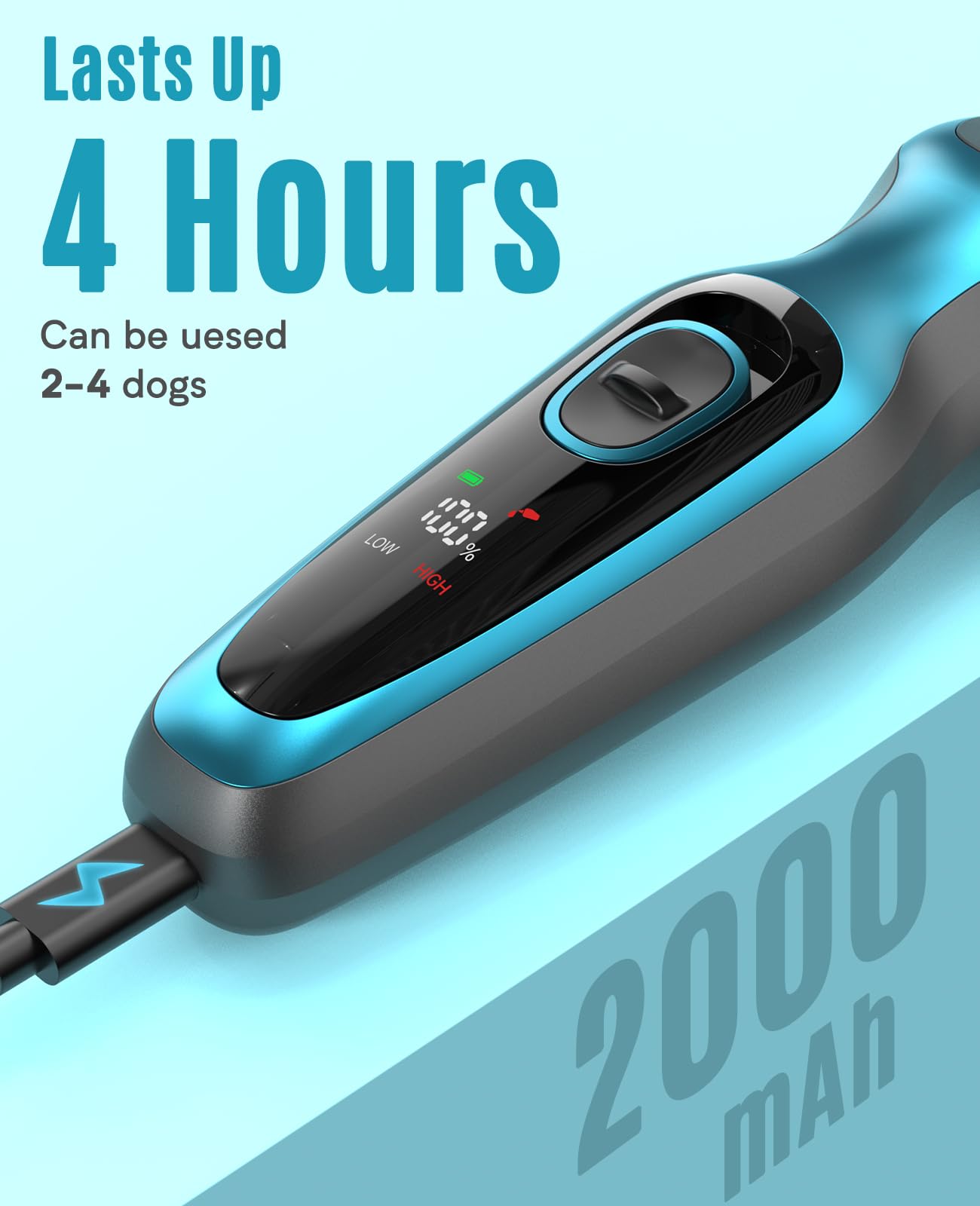 oneisall Dog Clippers Professional for Thick Hair, Heavy-Duty Dog Grooming Clippers with Detachable Metal Blade, Cordless Pet Shaver for Cockapoo Poodles