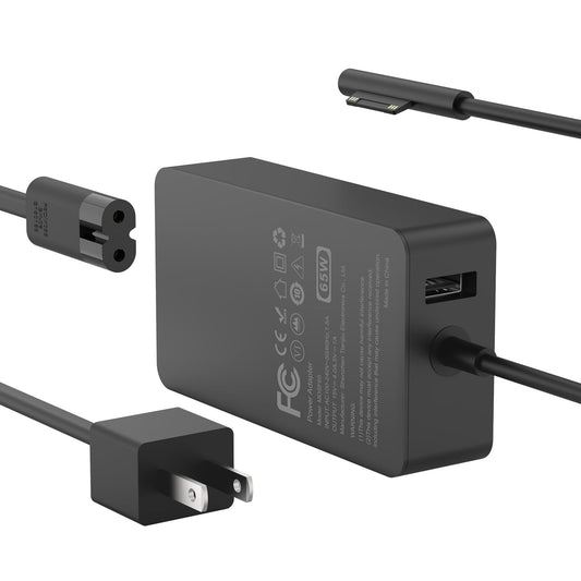 65W Charger Compatible with Microsoft Surface Pro 11, 10, 9, 8, 7+, 7, 6, 5, 4, 3, X, Power Adapter for Windows Surface Laptop 7/6/5/4/3/2/1, Go Tablet, Book 3/2/1, Support 44W, 36W, LED, 10FT