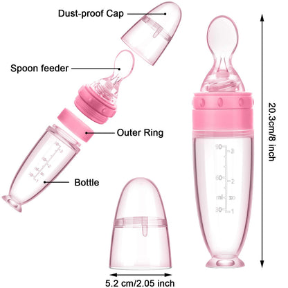 2 Pieces Silicone Baby Spoons Baby Feeding Spoon with Standing Base for Infant 0-24 Months Dispensing and Feeding (Pink)