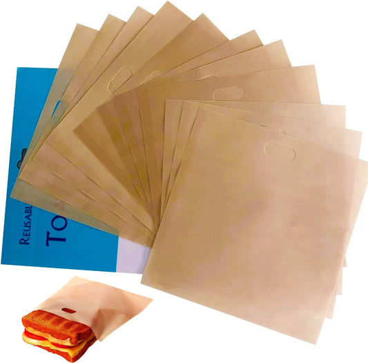 Akblaklsa 12 Pack Reusable Toaster Bags Non-Stick, Washable Toasted Sandwich Toastie Bags Toaster Microwave Grill, Great for Toast Sandwich Panini Snacks