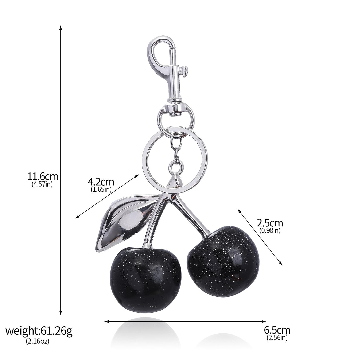 nylry Cherry Keychain Bag Charm Purse Charms for Handbags Cute Keychain Accessories Gifts for Women Aesthetic Y2K Kawaii Keychain Accessories-Black