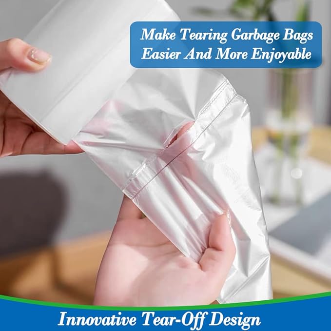 Hommaly 6-7 Gallon 90 pcs Small Clear Trash Bags Strong Clear Garbage Bags