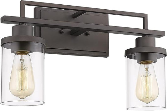 Emliviar 2-Light Vanity Lighting Fixtures - Farmhouse Bathroom Light Fixture in Oil Rubbed Bronze Finish with Clear Glass, YCE238B-2W ORB