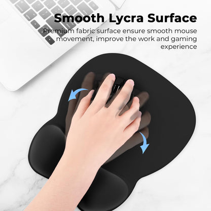 EooCoo Ergonomic Mouse Pad with Wrist Support, Mousepad with Memory Foam Wrist Rest and Non-Slip Base for Computer, Cafe, Home & Office, 9.64 x 8.26 in Office Desk Accessories
