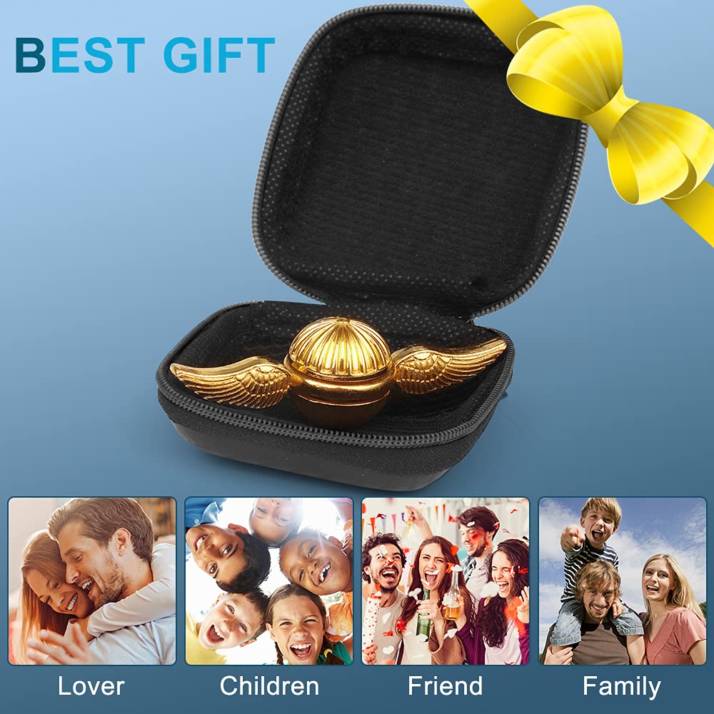 Golden Fidget Hand Spinner for Kids & Adults - Cool Magic Orb Stress Ball Finger Toys for Boys Girls- Holiday Stocking Stuffer for Stress Relief, Focus, ADHD, Desk Toys Decoration Prize Gift