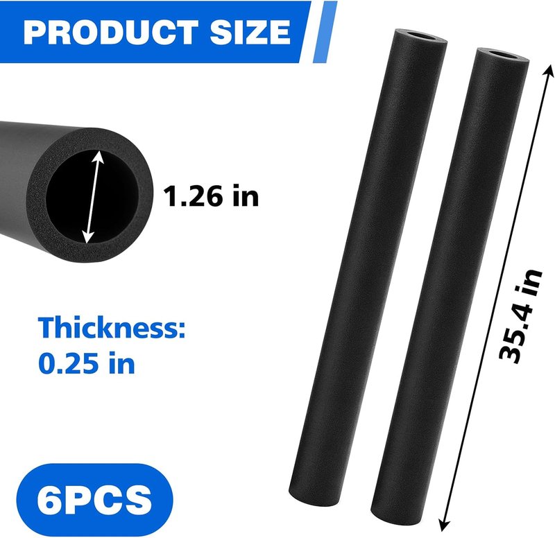Trampoline Pole Covers - 35.4 Inch Foam Sleeves for Safety | Black, 1.26 Inch Diameter